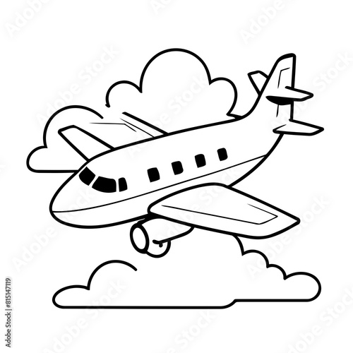 Cute vector illustration Plane drawing for toddlers colouring page