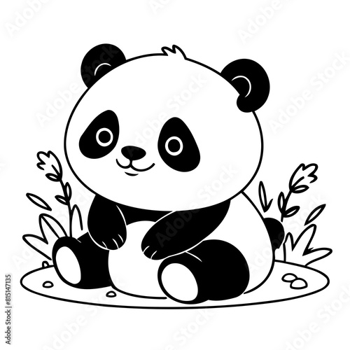 Simple vector illustration of Panda drawing for toddlers book