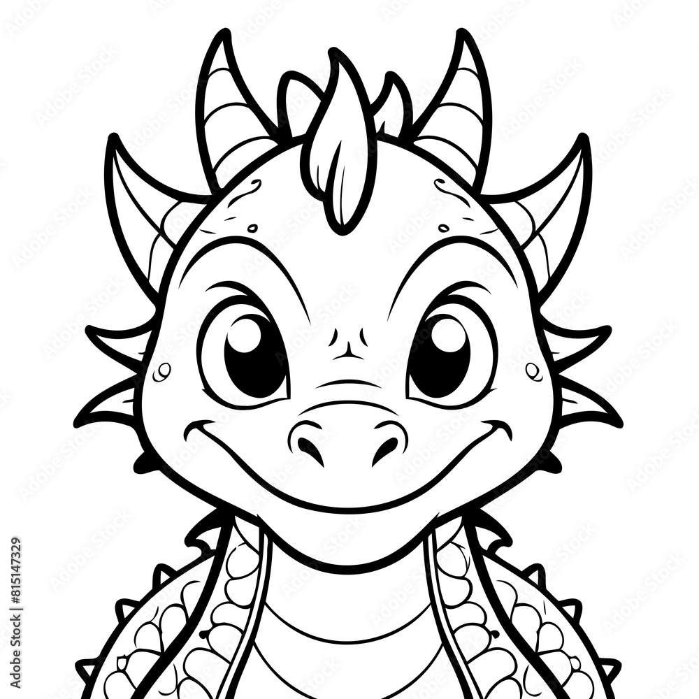 Cute vector illustration Dragon drawing for kids page Cute vector illustration Dragon drawing for kids page
