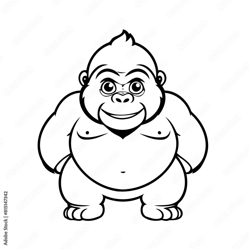 Naklejka premium Cute vector illustration Gorilla doodle for toddlers coloring activity