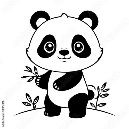 Cute vector illustration Panda drawing for toddlers coloring activity
