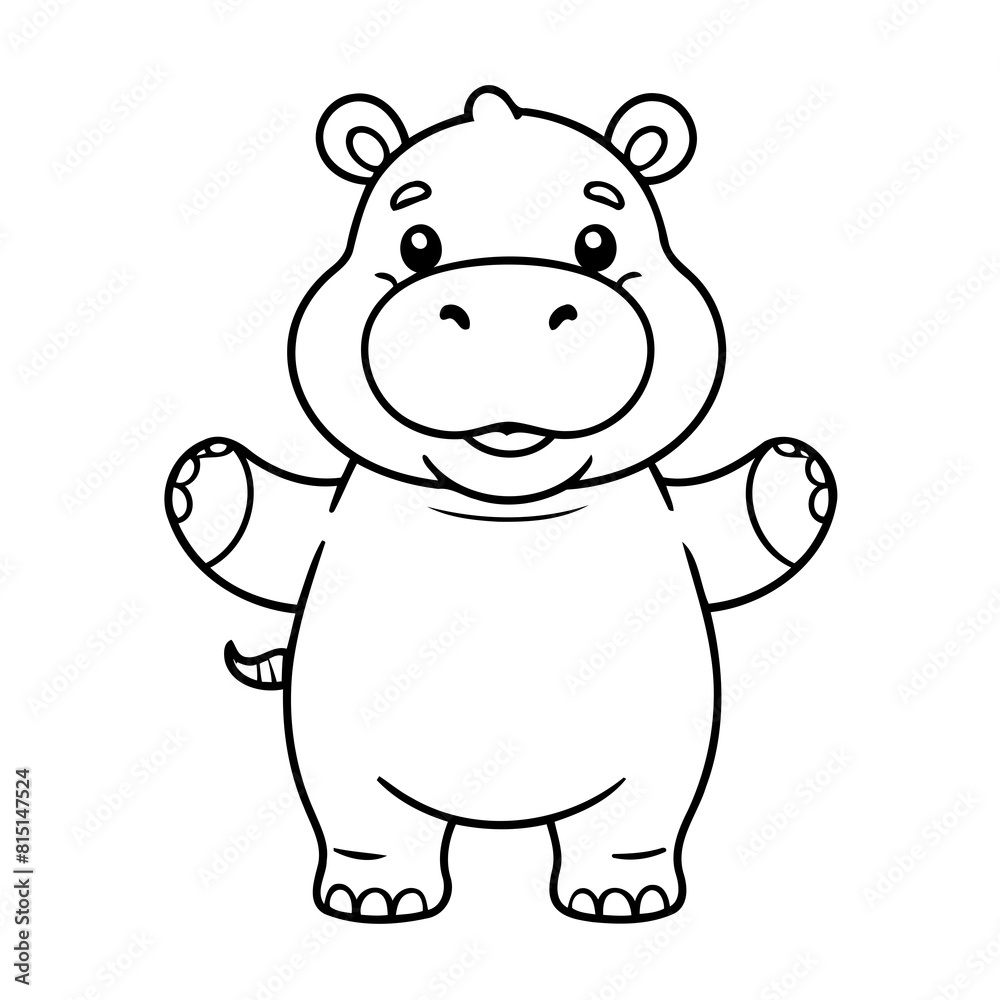 Vector illustration of a cute Hippo doodle colouring activity for kids Vector illustration of a cute Hippo doodle colouring activity for kids