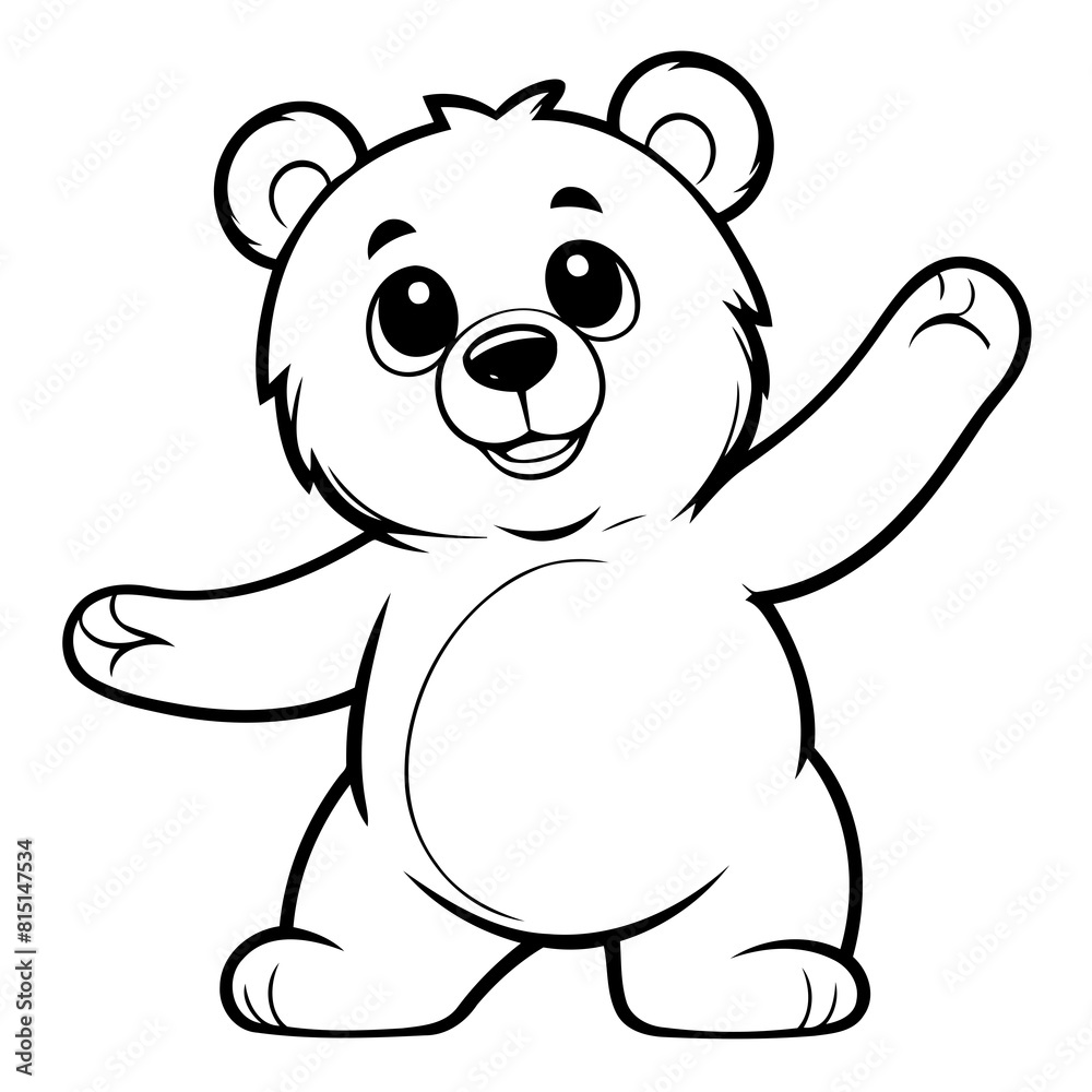 Vector illustration of a cute Bear drawing for toddlers coloring activity