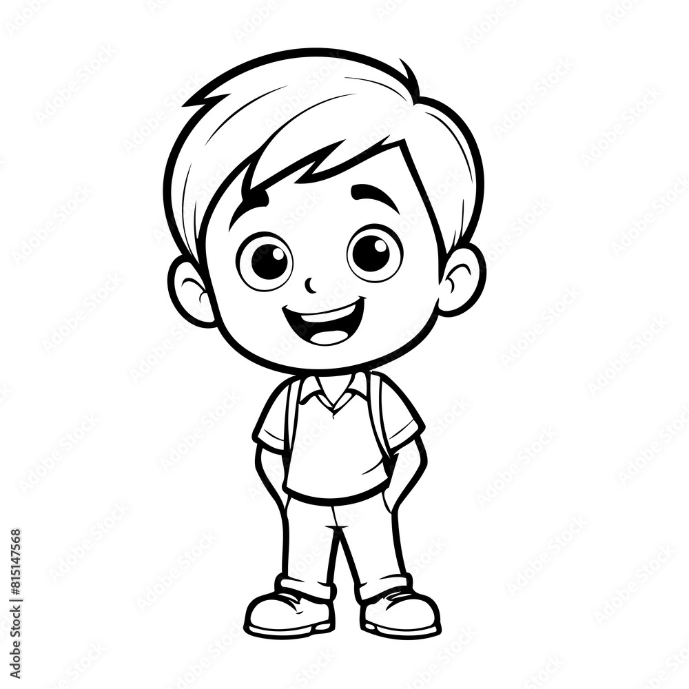 Simple vector illustration of Boy drawing colouring activity Simple vector illustration of Boy drawing colouring activity