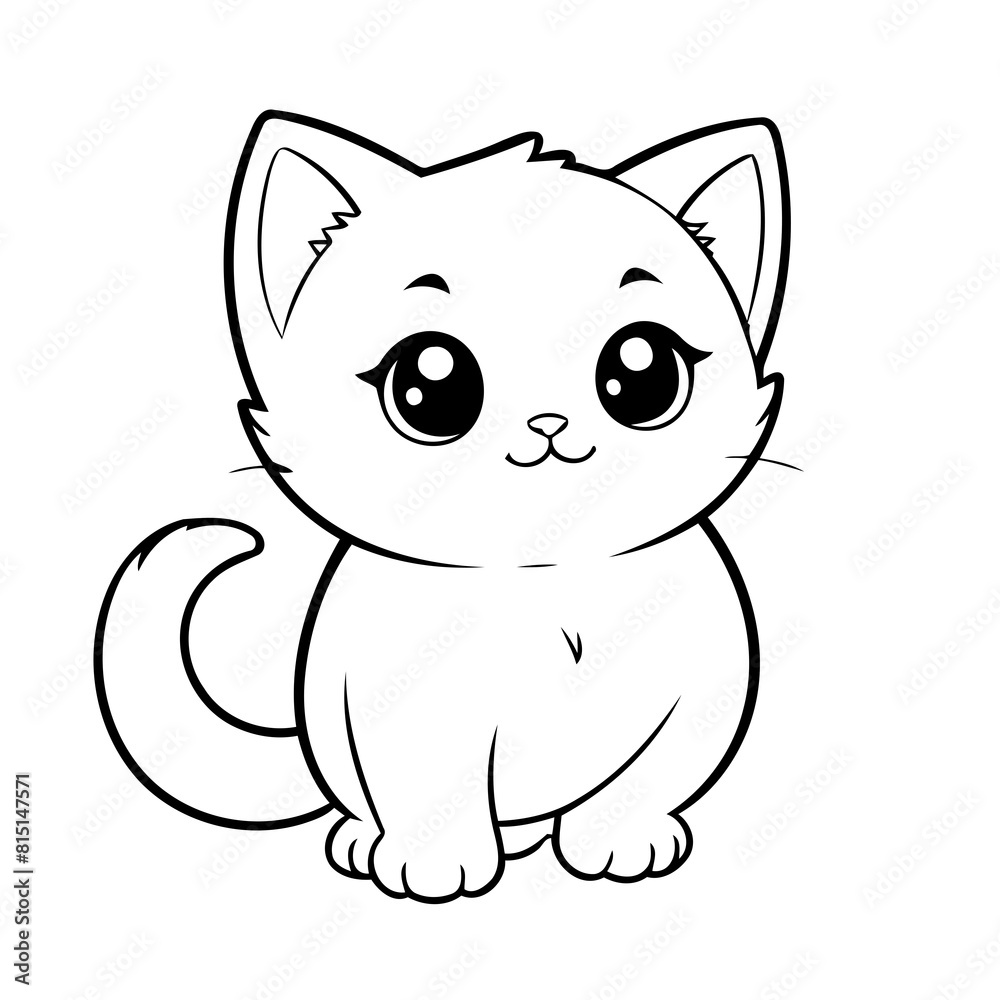 Vector illustration of a cute Kitten doodle for children worksheet Vector illustration of a cute Kitten doodle for children worksheet