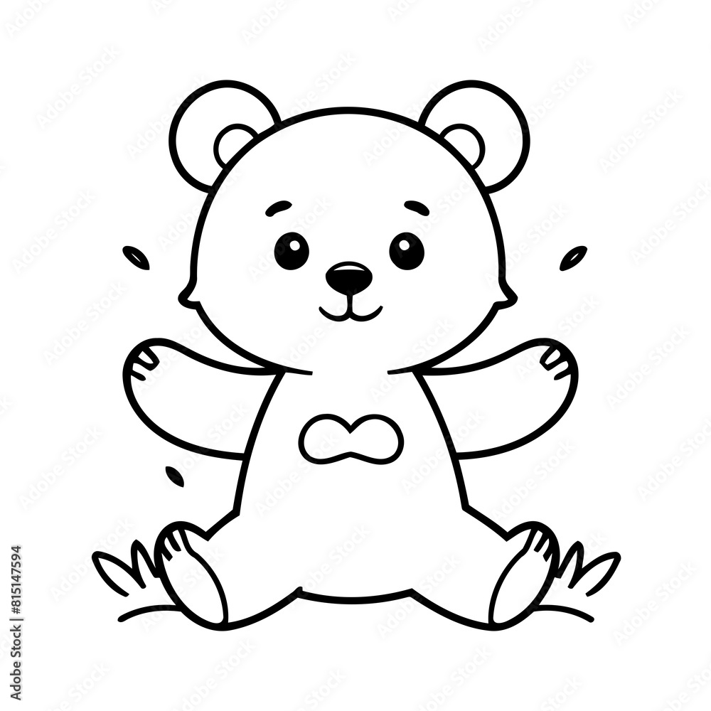 Simple vector illustration of Bear doodle for toddlers worksheet Simple vector illustration of Bear doodle for toddlers worksheet