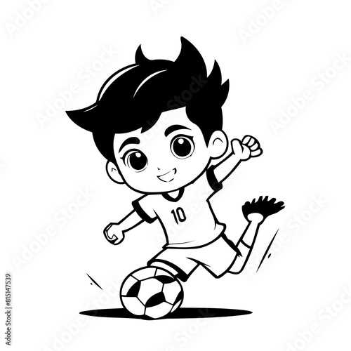 Cute vector illustration SoccerPlayer for kids coloring activity page