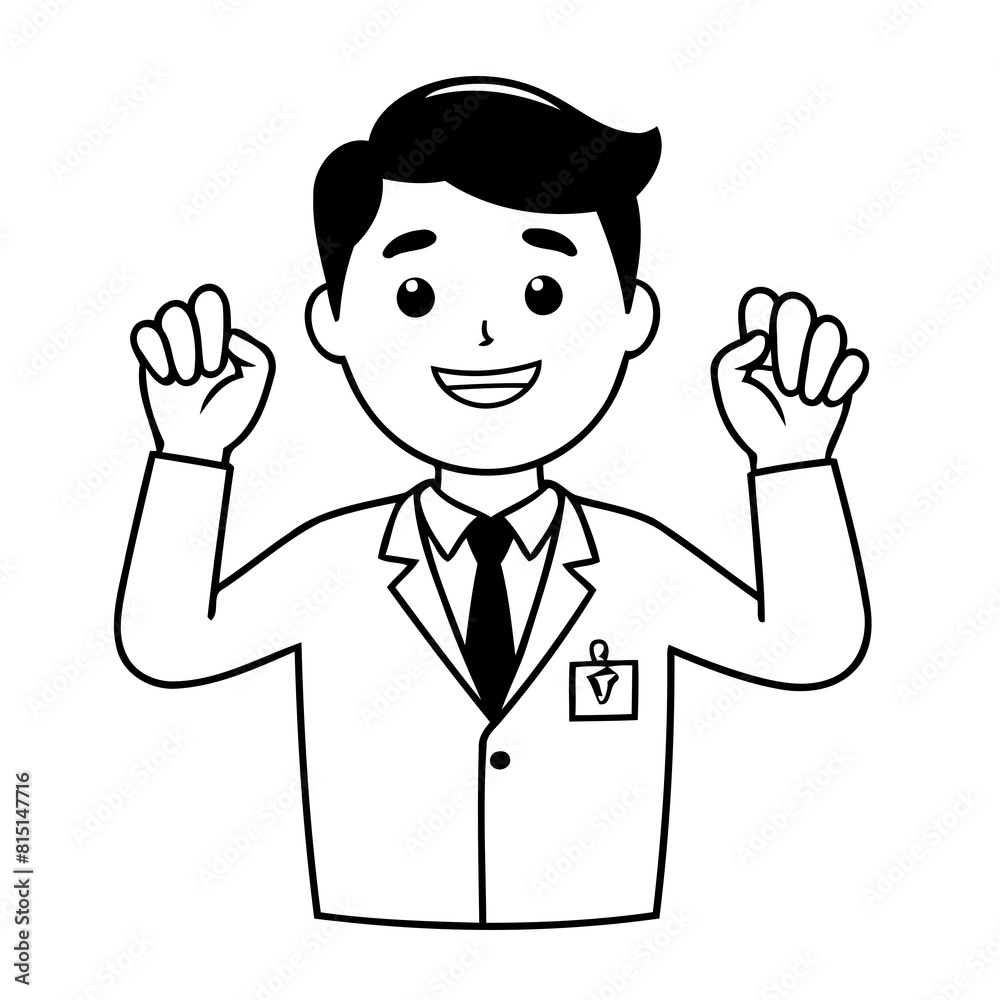 Vector illustration of a cute Business doodle for kids colouring page Vector illustration of a cute Business doodle for kids colouring page