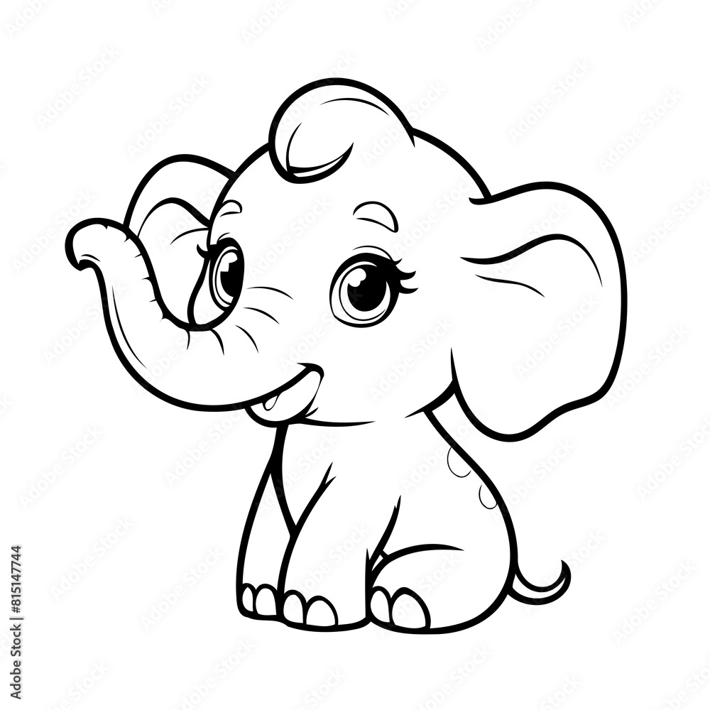 Simple vector illustration of Elephant hand drawn for kids page Simple vector illustration of Elephant hand drawn for kids page