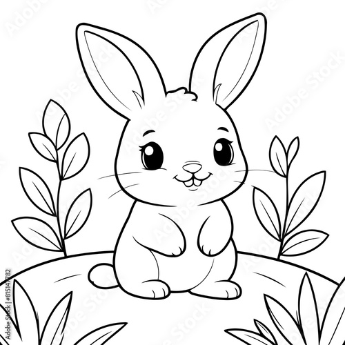  Cute vector illustration Bunny doodle for toddlers colouring page