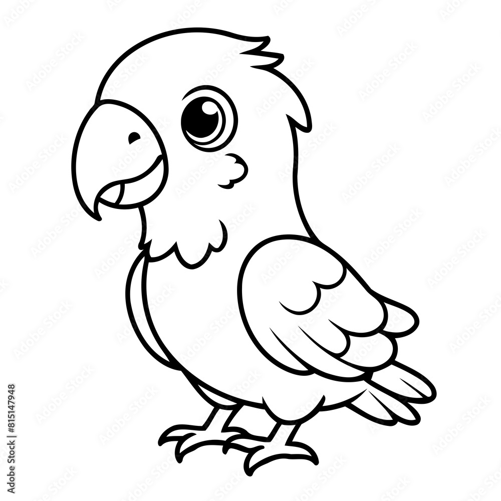 Cute vector illustration Parrot for kids colouring worksheet Cute vector illustration Parrot for kids colouring worksheet