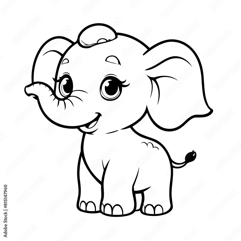 Cute vector illustration Elephant doodle for toddlers colouring page Cute vector illustration Elephant doodle for toddlers colouring page