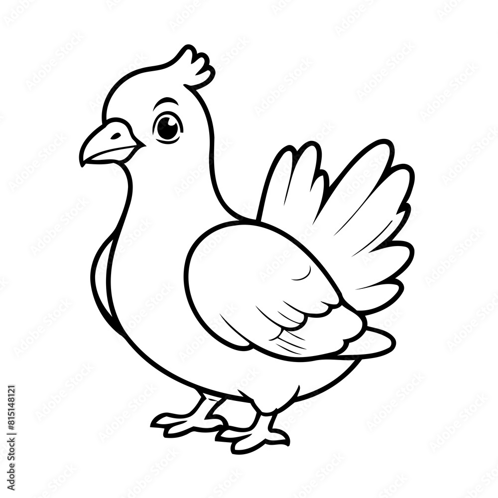 Simple vector illustration of Pigeon drawing for toddlers colouring page Simple vector illustration of Pigeon drawing for toddlers colouring page