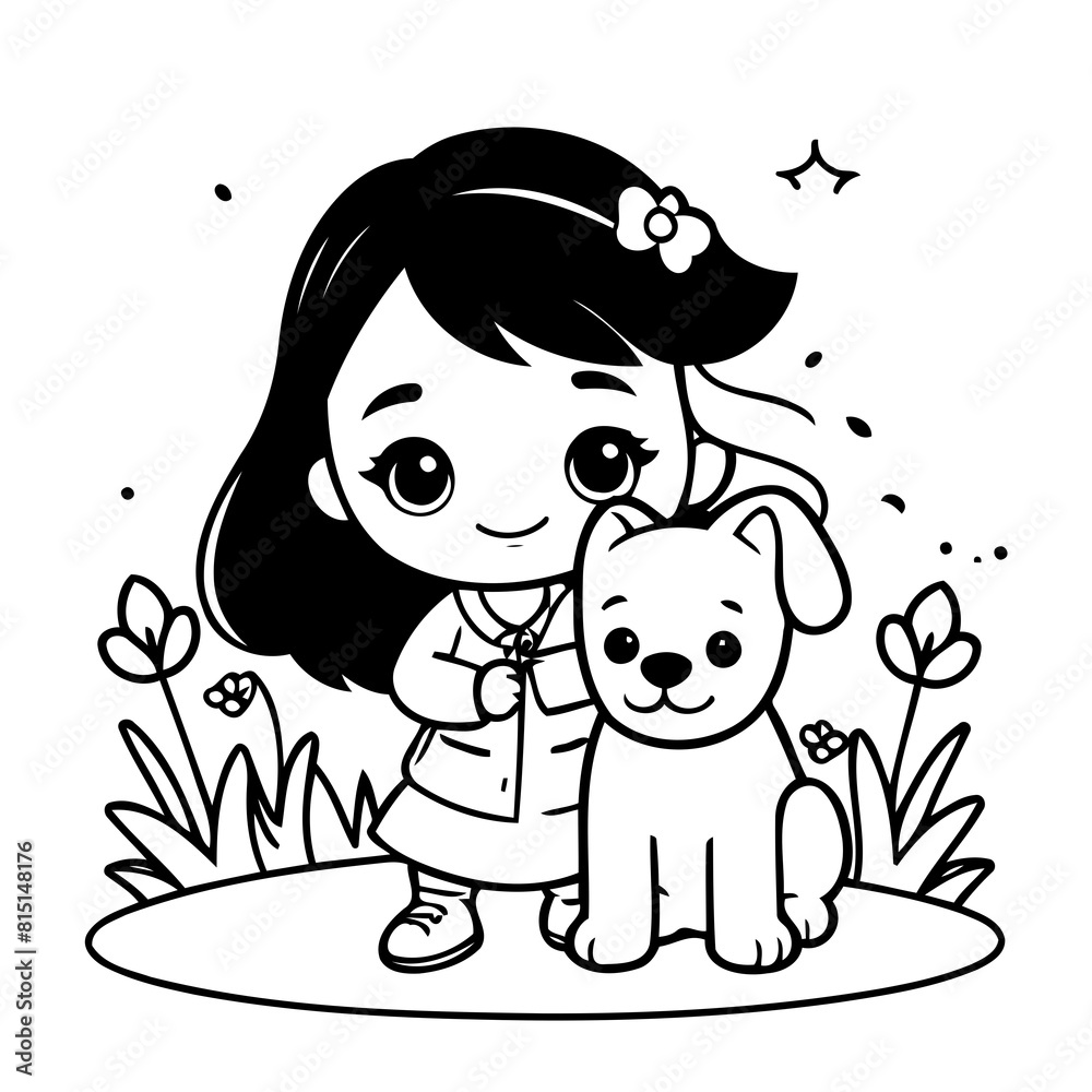 Simple vector illustration of Girl hand drawn for toddlers Simple vector illustration of Girl hand drawn for toddlers