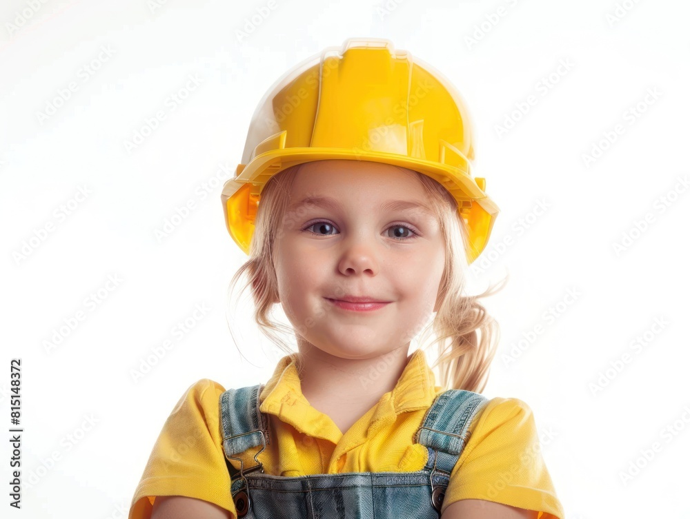 Portrait A Cute little worker on white background Portrait A Cute little worker on white background
