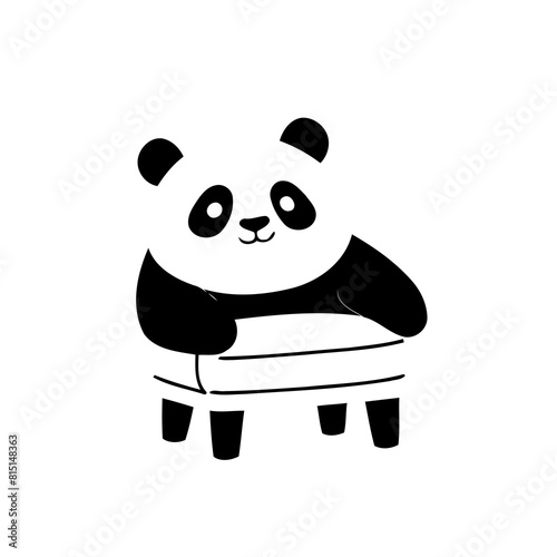 Simple vector illustration of Panda doodle for toddlers worksheet