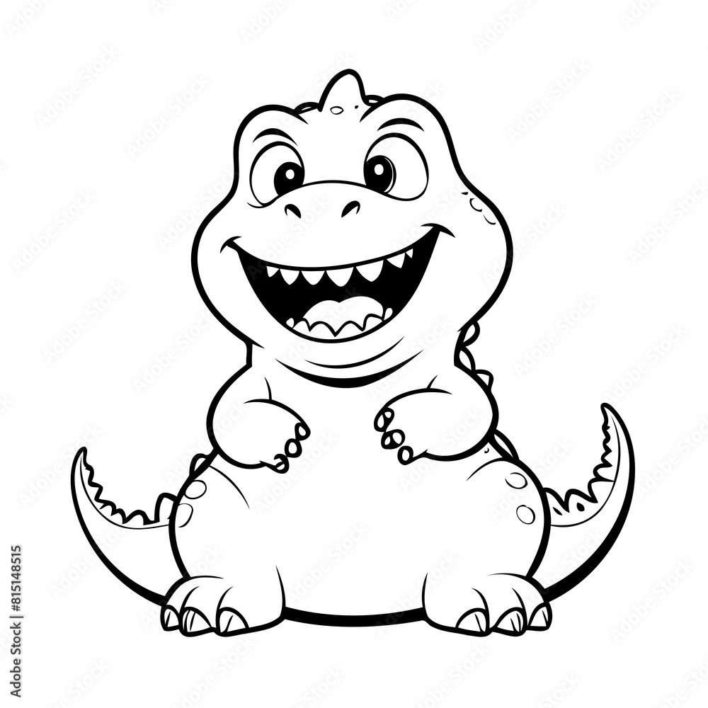 Fototapeta premium Cute vector illustration Dino doodle colouring activity for kids