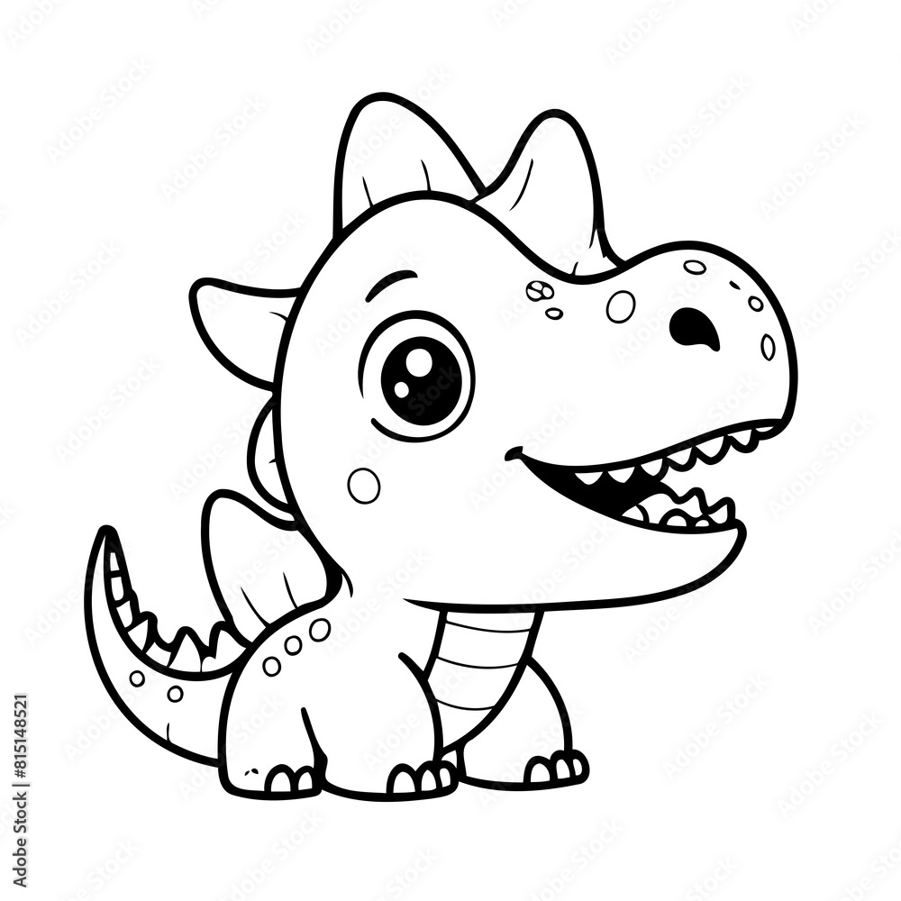Simple vector illustration of Dino drawing for toddlers colouring page Simple vector illustration of Dino drawing for toddlers colouring page