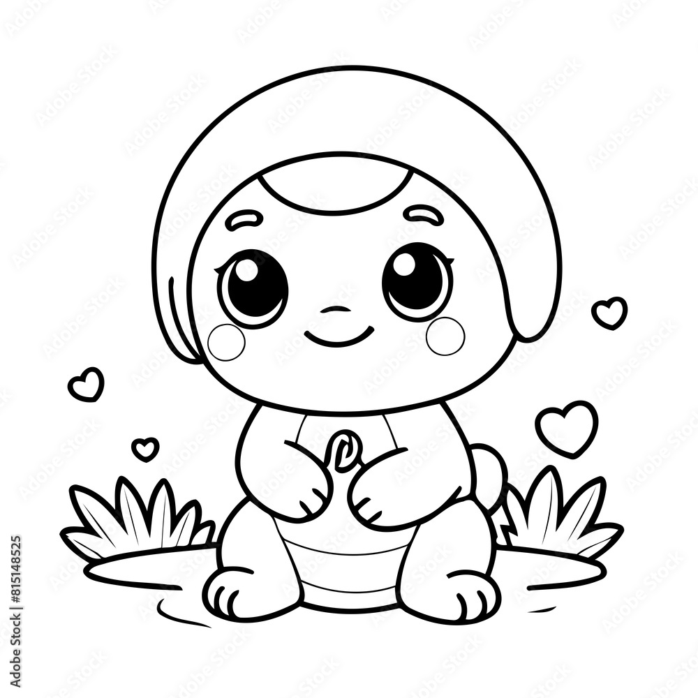 Vector illustration of a cute Kawaii doodle drawing for kids page Vector illustration of a cute Kawaii doodle drawing for kids page