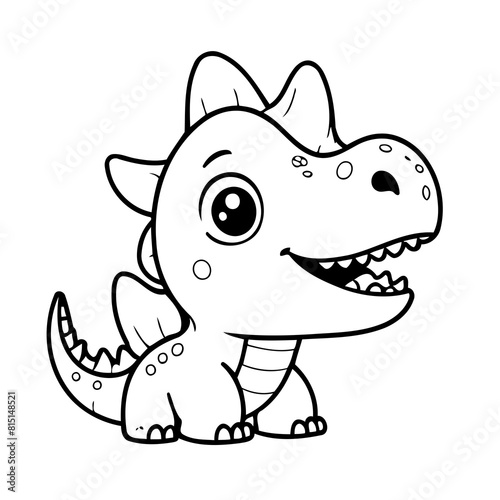 Simple vector illustration of Dino drawing for toddlers colouring page