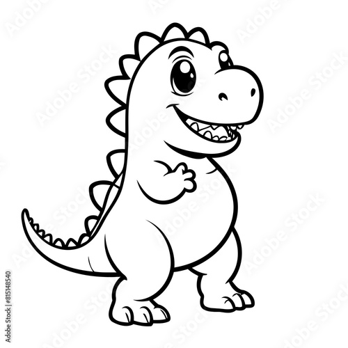 Cute vector illustration Dino drawing for kids colouring page