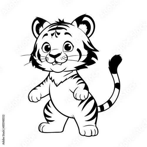 Vector illustration of a cute Tiger doodle for toddlers worksheet