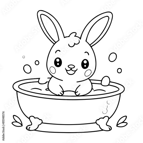 Vector illustration of a cute Bunny doodle for children worksheet