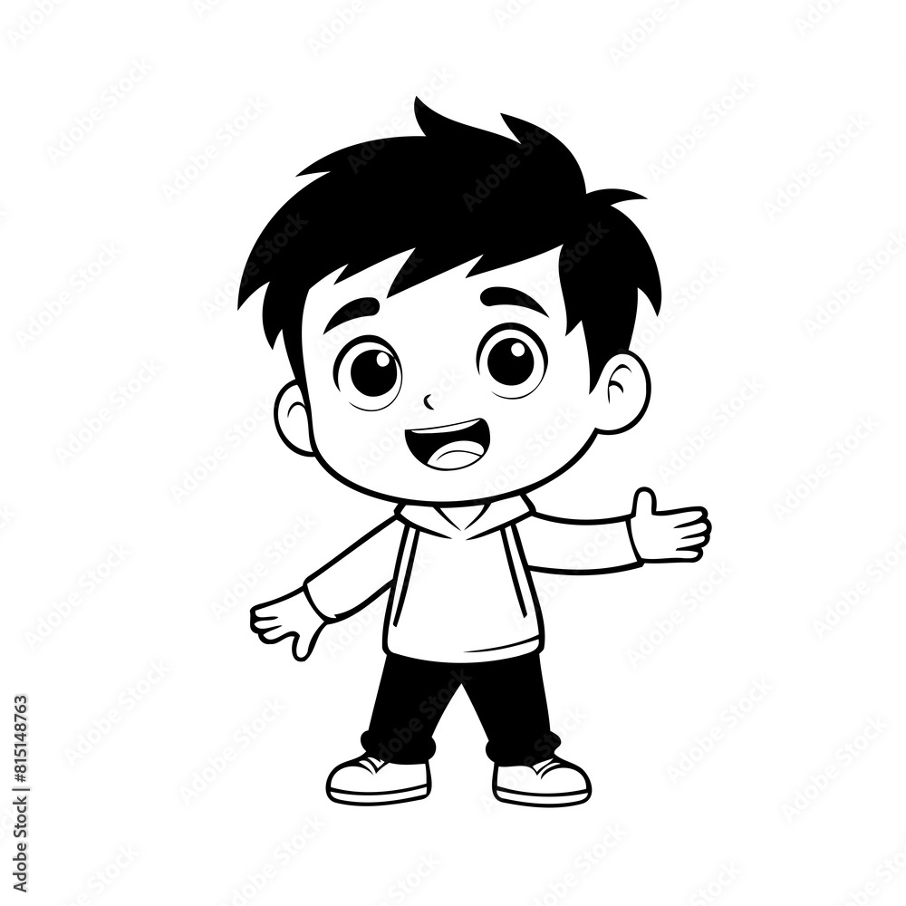 Vector illustration of a cute Boy drawing for kids page Vector illustration of a cute Boy drawing for kids page