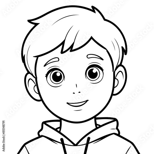 Vector illustration of a cute Boy doodle colouring activity for kids