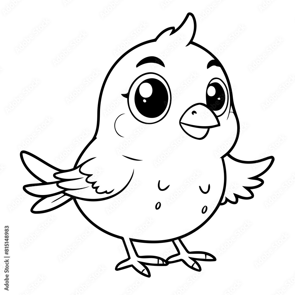Vector illustration of a cute Bird doodle for kids colouring page Vector illustration of a cute Bird doodle for kids colouring page