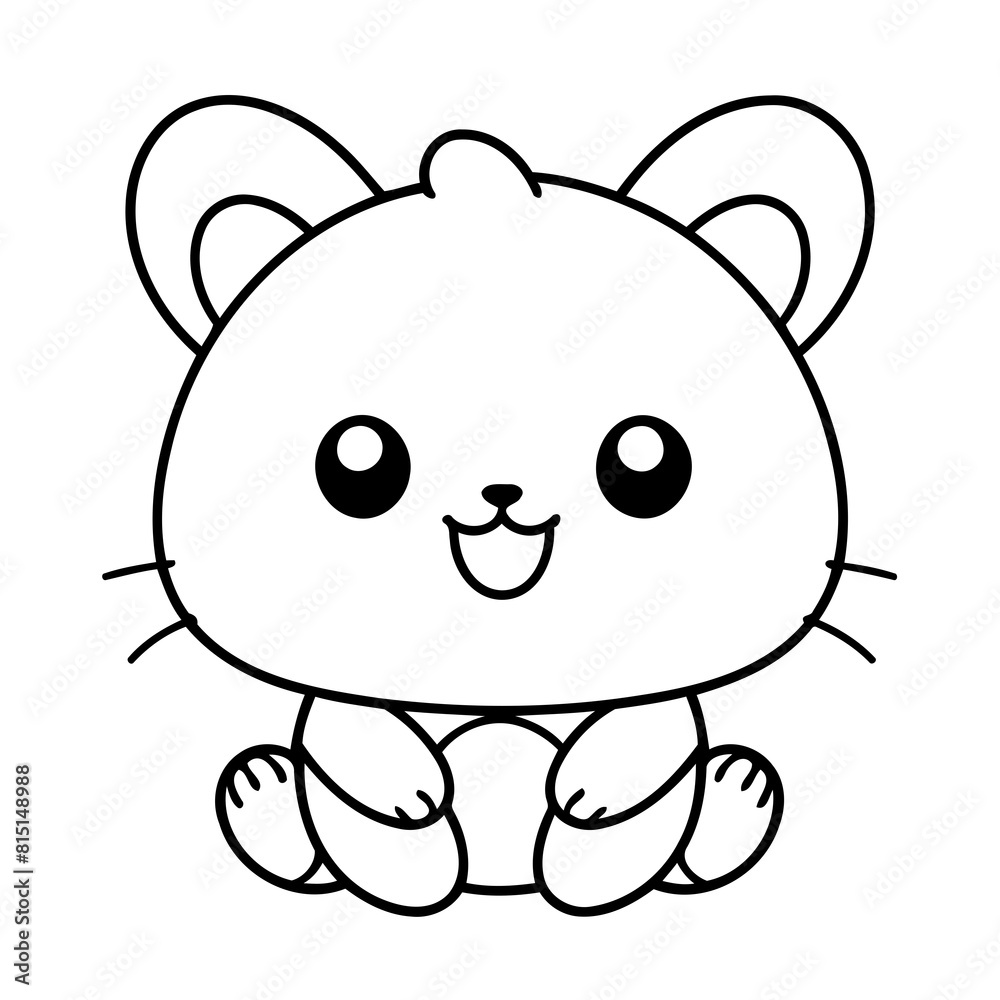 Fototapeta premium Cute vector illustration Kawaii drawing for kids page