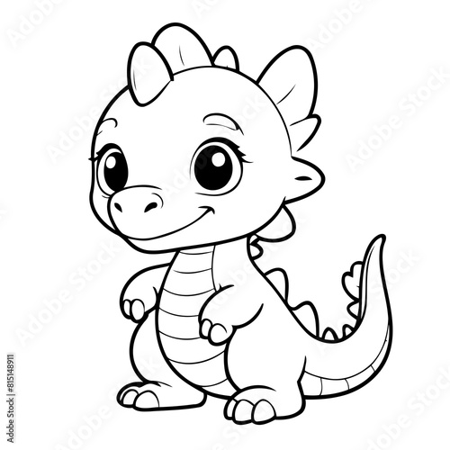 Cute vector illustration Dragon doodle for kids colouring page