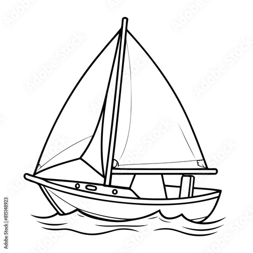 Cute vector illustration Sailboat drawing for toddlers colouring page