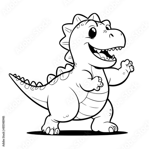 Vector illustration of a cute Dino drawing colouring activity