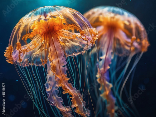 Digital Delight  Glowing Jellyfish Captured in Neural Network Generated Art.