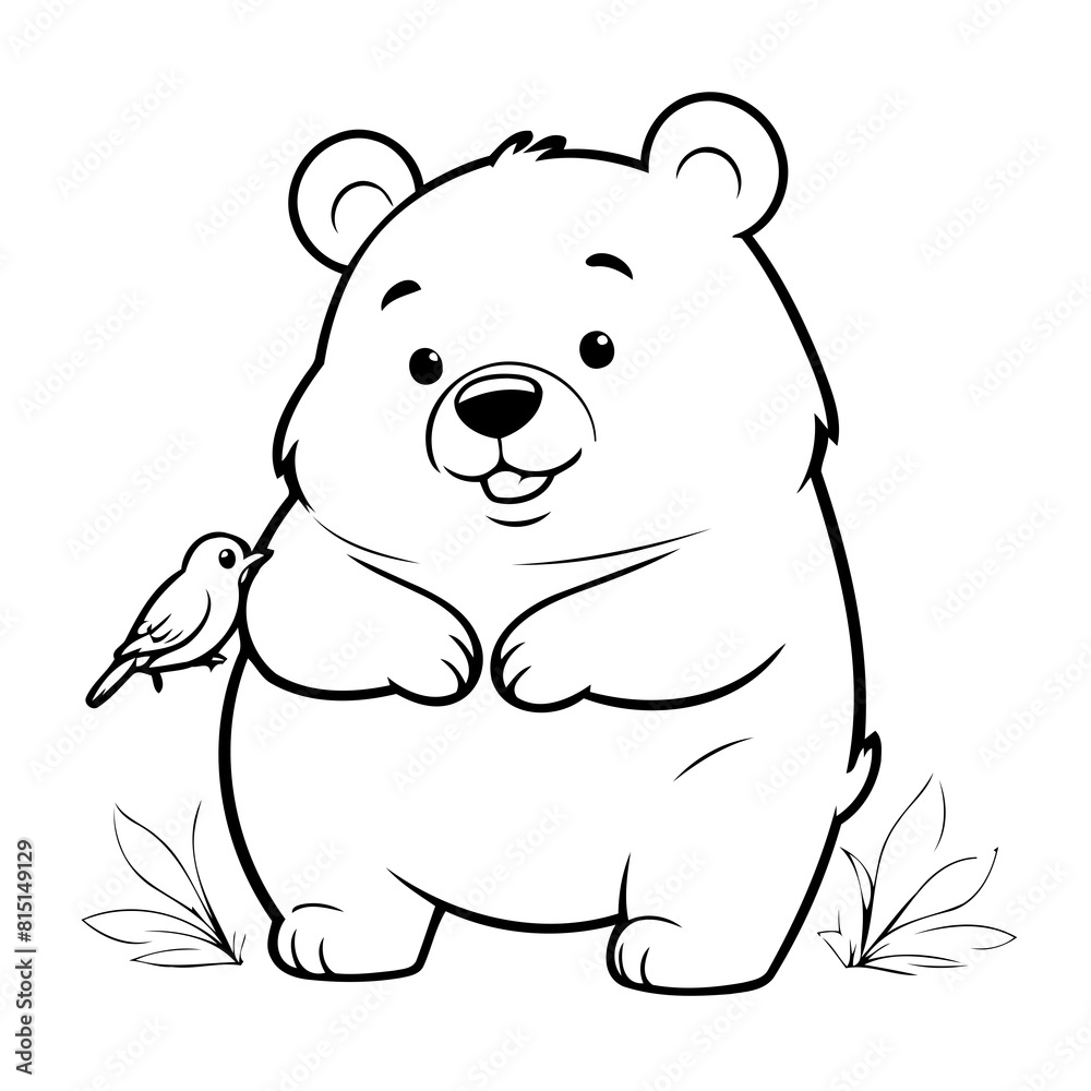 Vector illustration of a cute Bear doodle for children worksheet Vector illustration of a cute Bear doodle for children worksheet