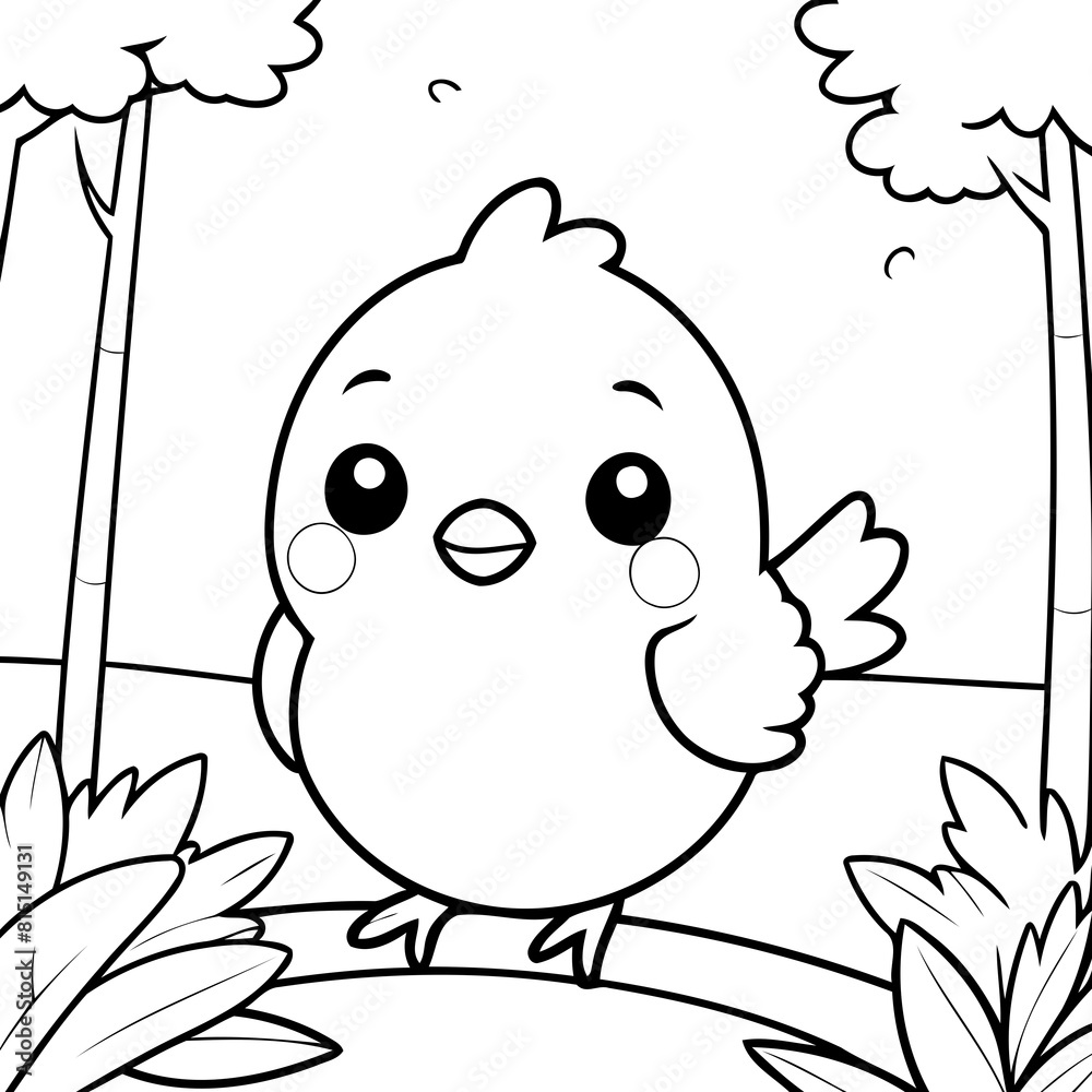 Vector illustration of a cute Bird drawing for colouring page Vector illustration of a cute Bird drawing for colouring page