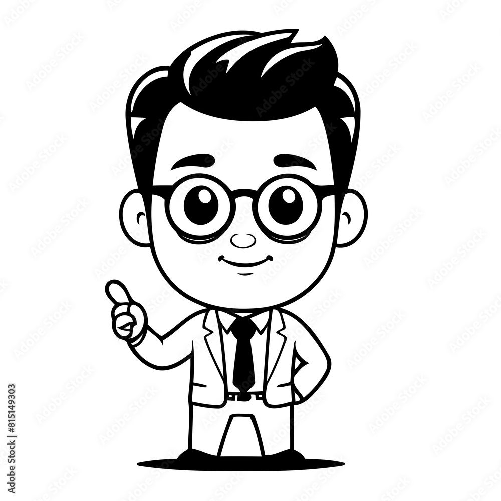 Vector illustration of a cute Man doodle for kids colouring page Vector illustration of a cute Man doodle for kids colouring page