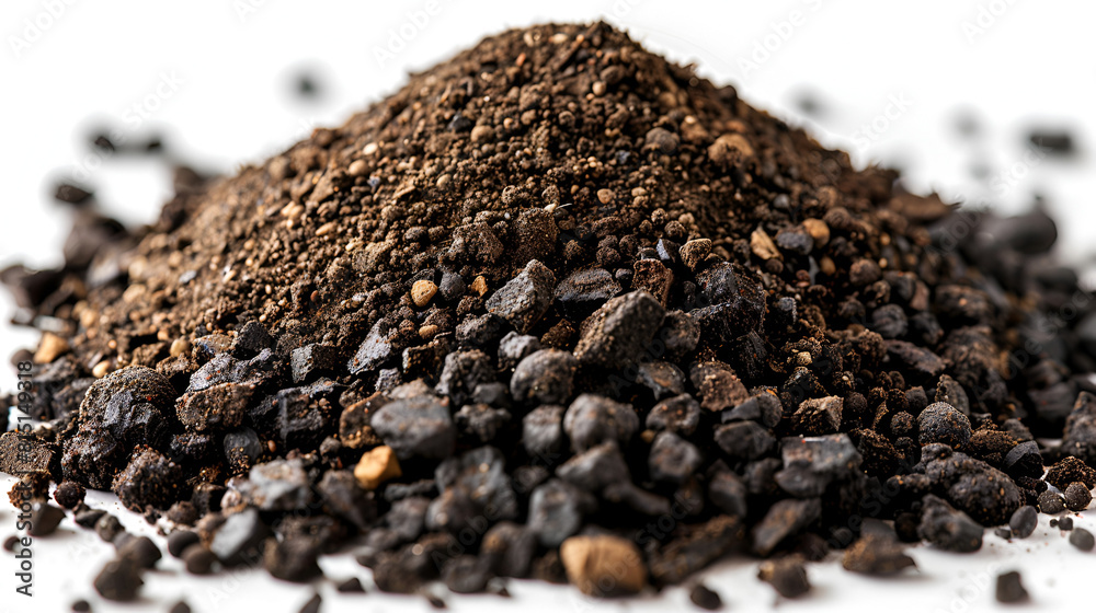 Soil isolated on white background,Pile of Aromatic Black Tea Loose or Dried Tea Leaves Soil isolated on white background,Pile of Aromatic Black Tea Loose or Dried Tea Leaves
