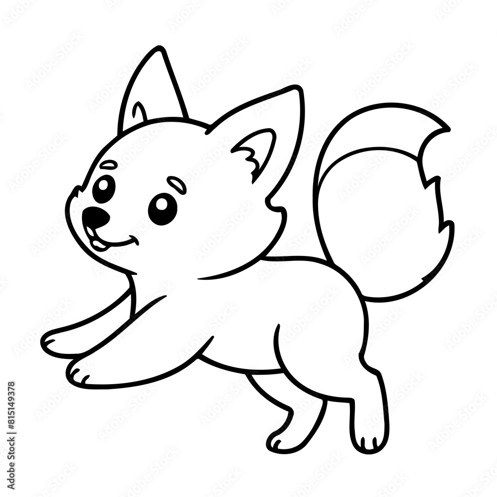 Simple vector illustration of Coyote drawing for kids colouring page Simple vector illustration of Coyote drawing for kids colouring page