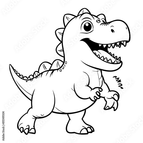 Simple vector illustration of Dino hand drawn for kids page