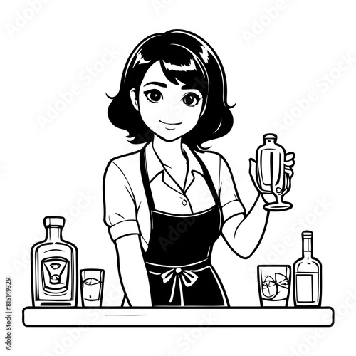 Simple vector illustration of Bartender hand drawn for toddlers