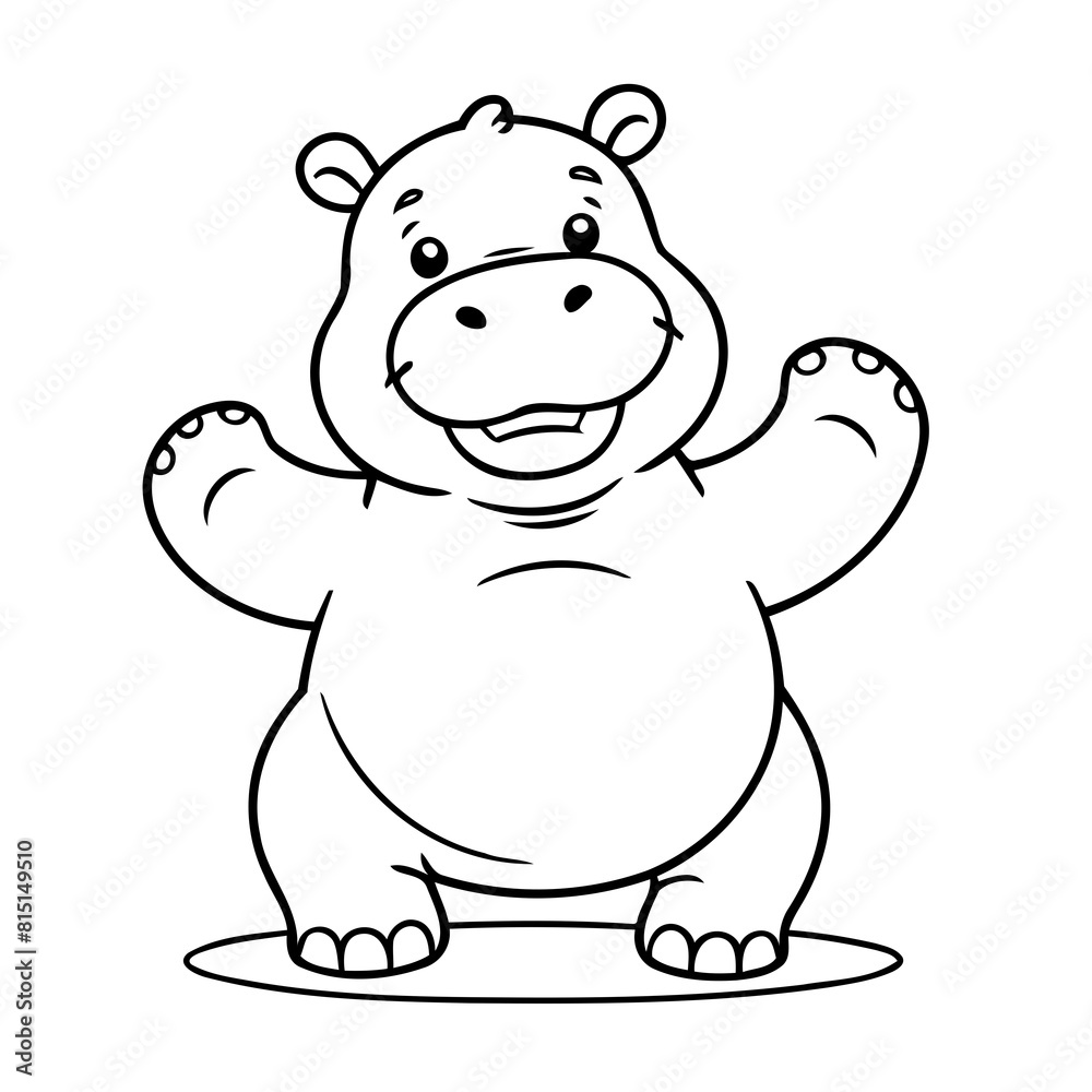 Simple vector illustration of Hippo doodle for toddlers worksheet Simple vector illustration of Hippo doodle for toddlers worksheet