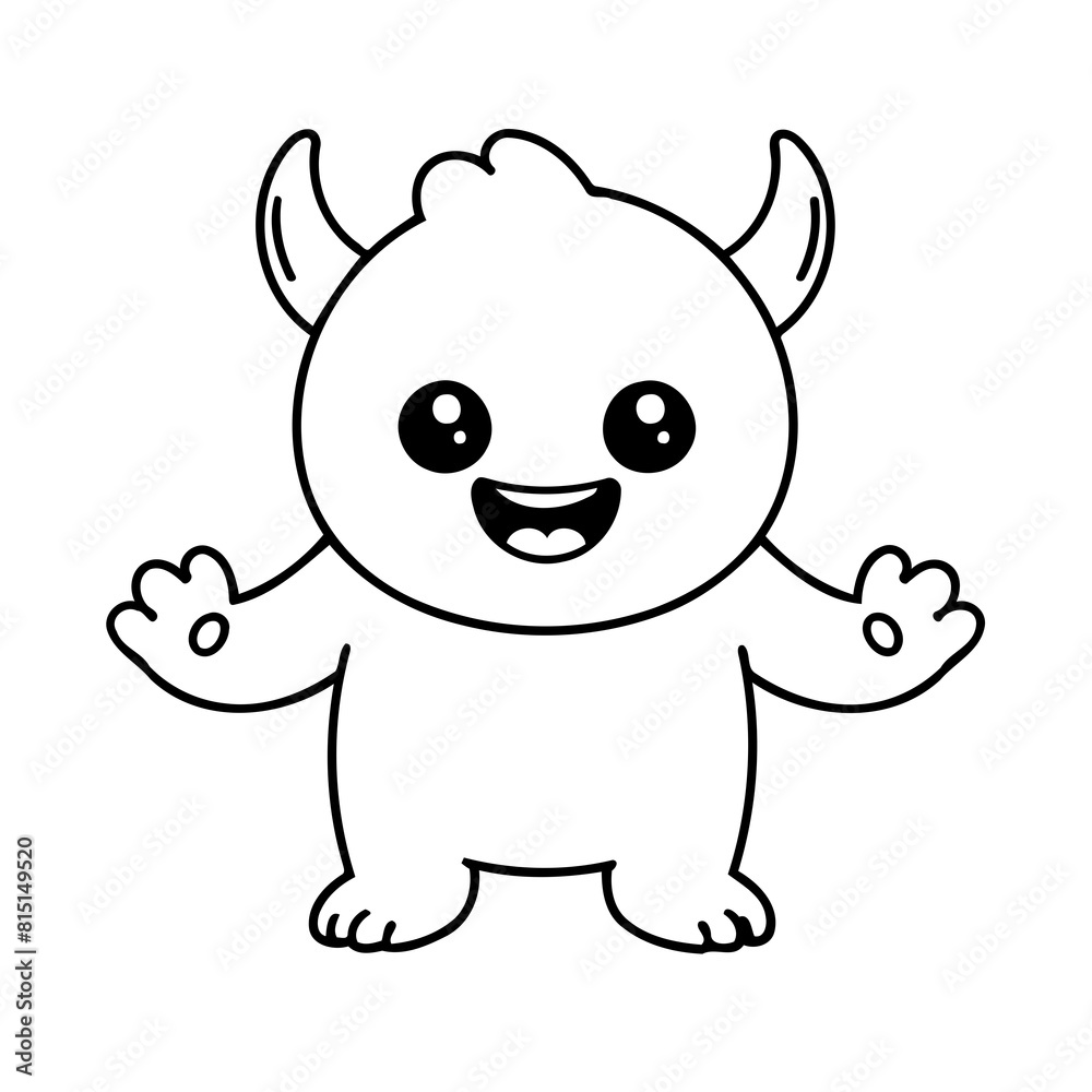 Simple vector illustration of Monster drawing for toddlers coloring activity Simple vector illustration of Monster drawing for toddlers coloring activity