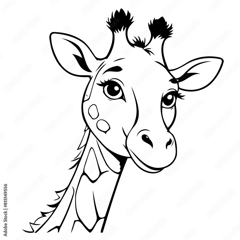 Cute vector illustration Giraffe for kids coloring activity page