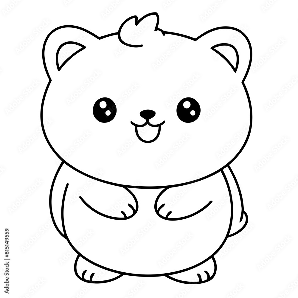 Vector illustration of a cute Kawaii doodle for kids coloring worksheet Vector illustration of a cute Kawaii doodle for kids coloring worksheet