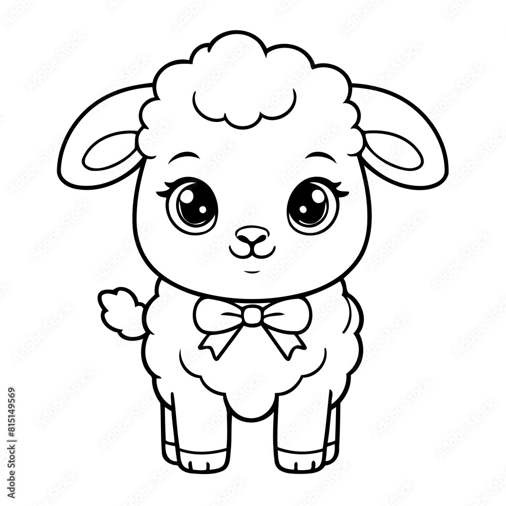 Cute vector illustration Sheep hand drawn for kids page Cute vector illustration Sheep hand drawn for kids page