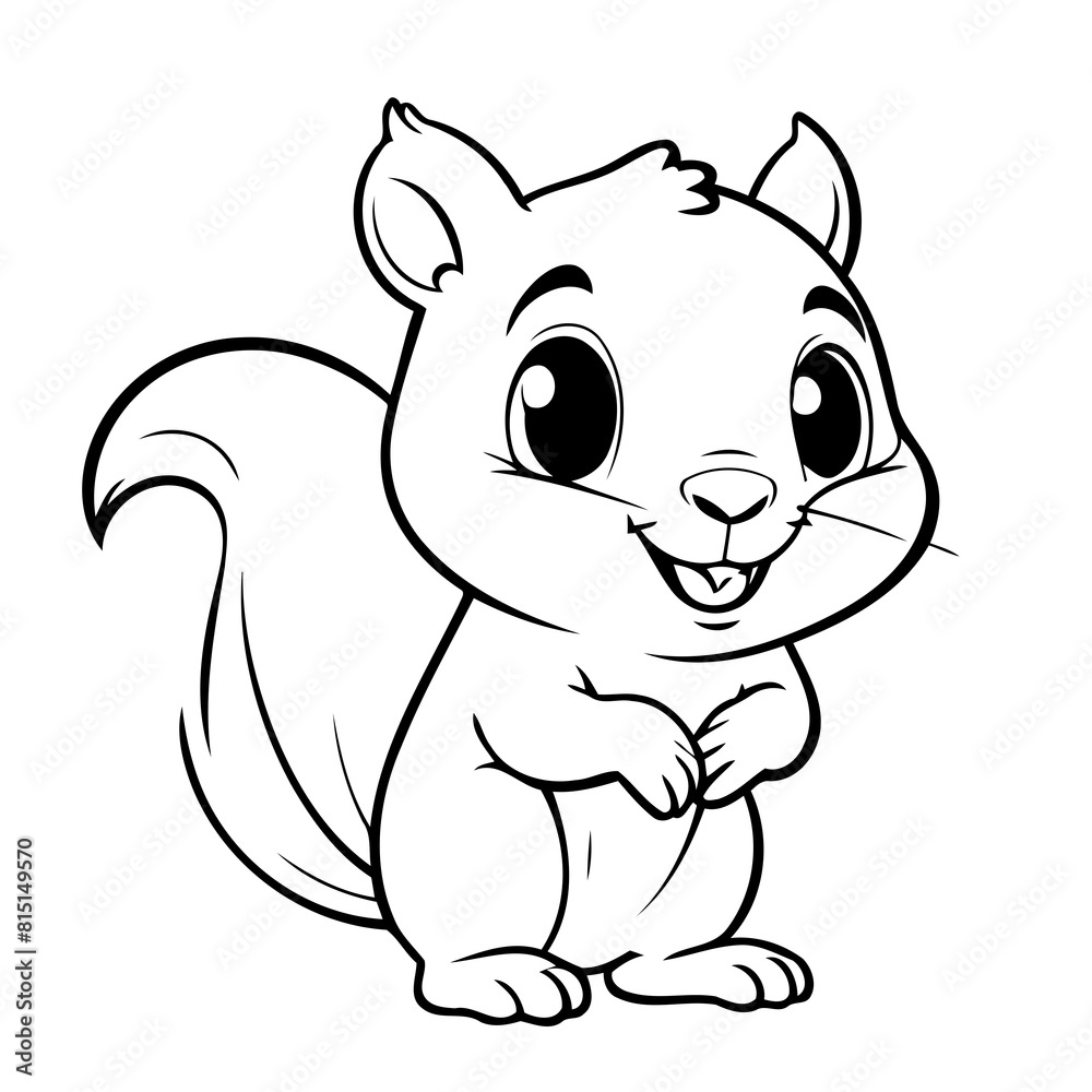 Fototapeta premium Simple vector illustration of Squirrel for children colouring activity