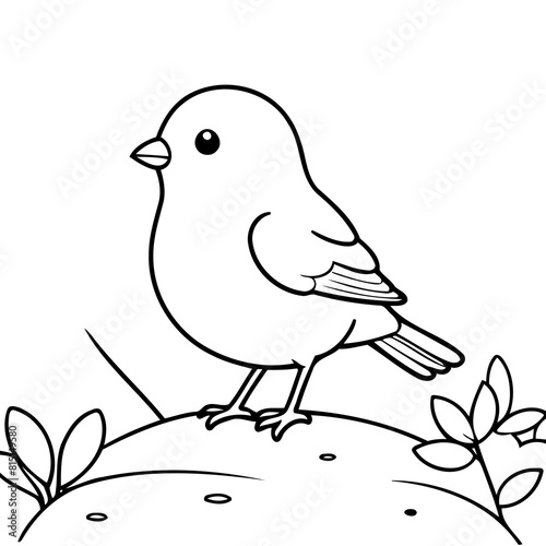 Simple vector illustration of Bird for children colouring activity