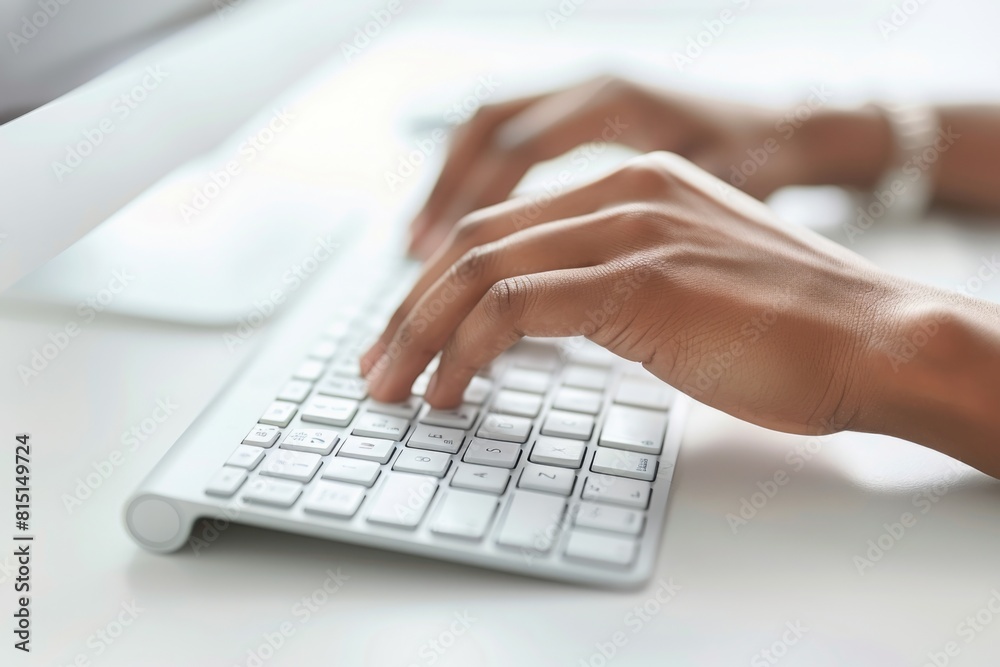 Hands Typing on Computer Keyboard in Office Hands Typing on Computer Keyboard in Office